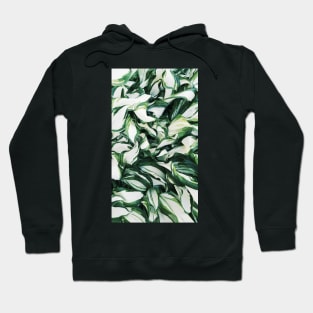 White and green leaves abstract Hoodie